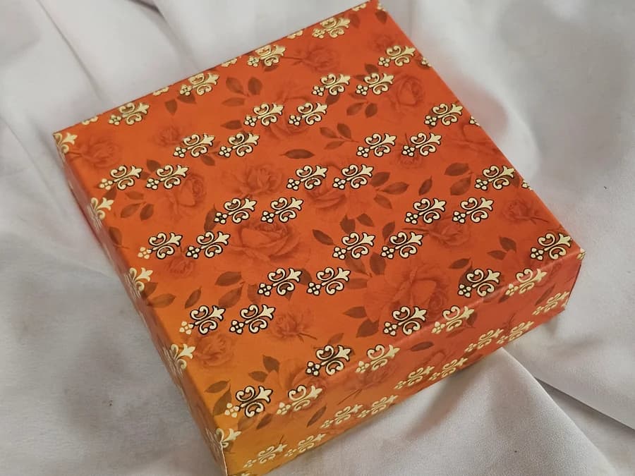 1/2 LB Orange & Gold Mix Sweets Gift Box from Surati Farsan Mart