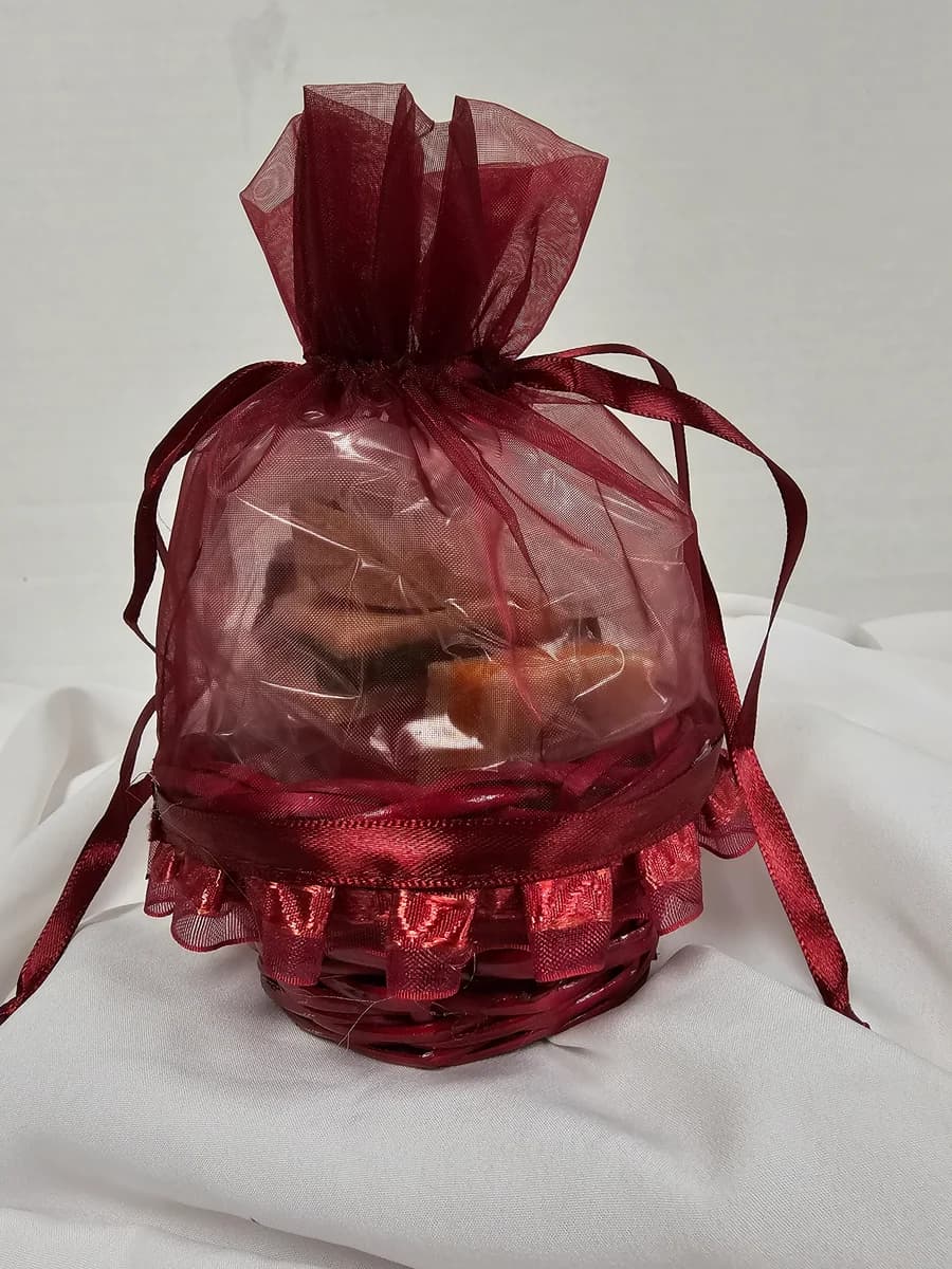 Burgundy Mini Gift Basket - 1/2lb Mix Sweets from Surati Farsan Mart