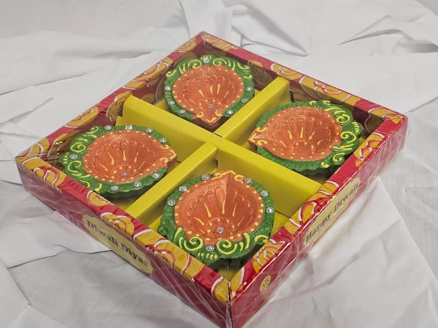 Diya - 4 pc Happy Diwali Box from Surati Farsan Mart